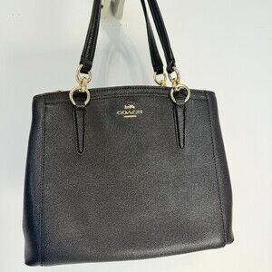 Coach Womens Black  Minetta Hardware Adjustable Strap Leather Crossbody Handbag